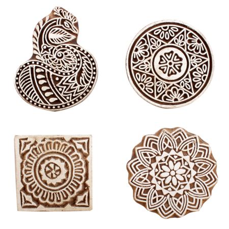 Set of 4 Piece New Mix Wooden Printing Block